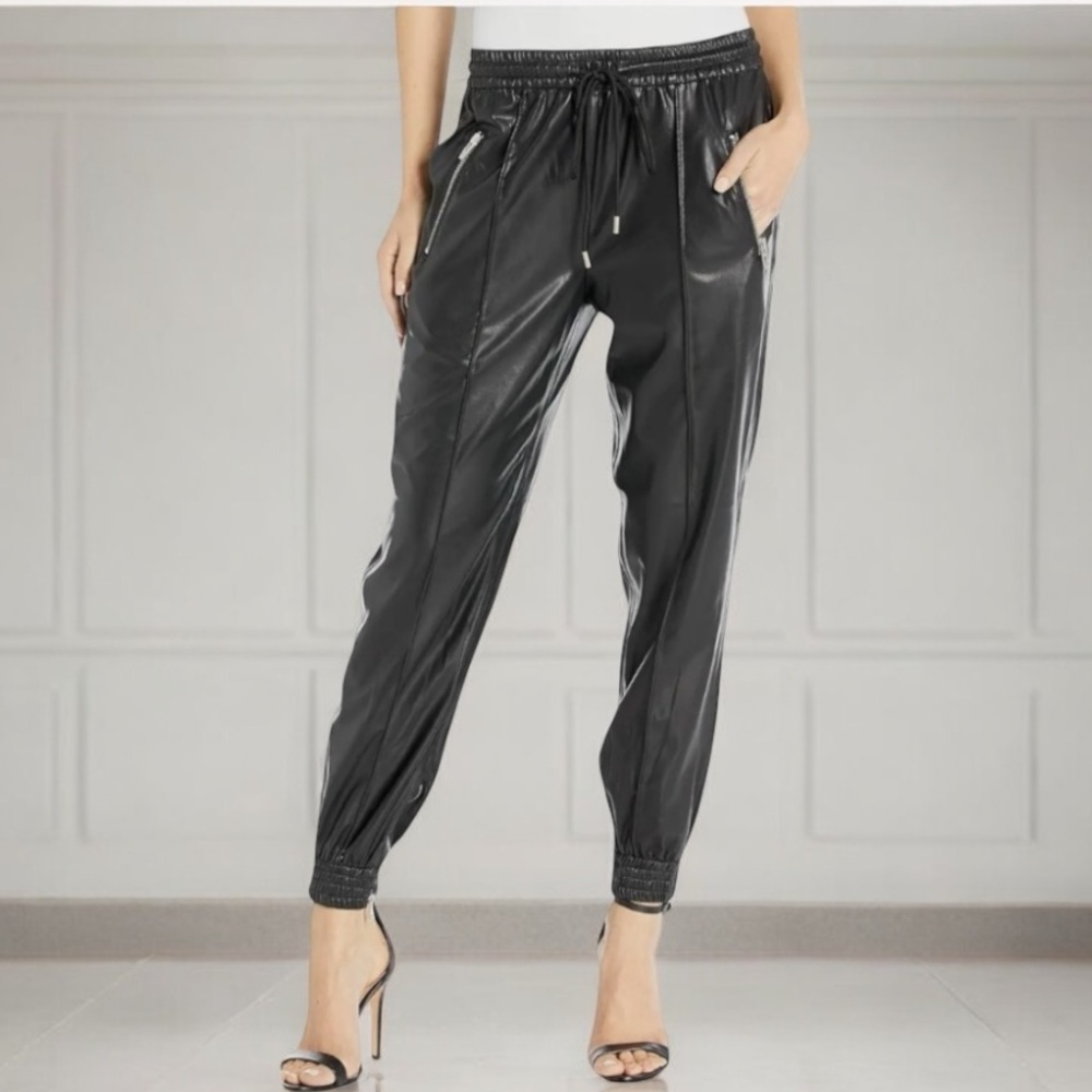 NWOT Blank NYC Faux Leather Drawstring Jogger/Zipper Pockets